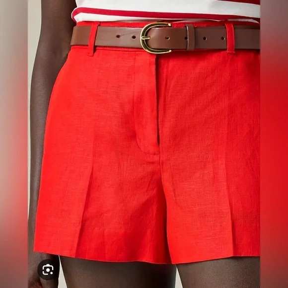 J Crew tomato red 3” inch 100% linen Harbor shorts size S NWT - Picture 3 of 6